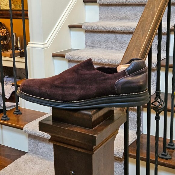 Donald Pliner Men's Erling Soft Suede Slip On Shoes, Brown, Sz 13 - Picture 9 of 16